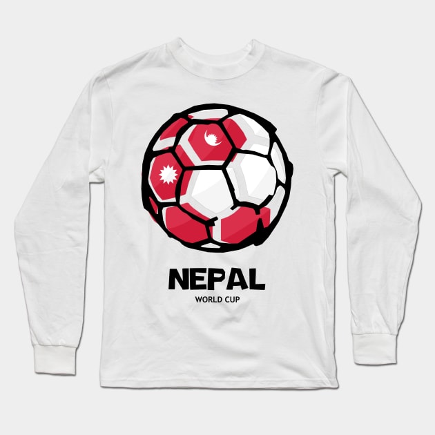 Nepal Football Country Flag Long Sleeve T-Shirt by KewaleeTee